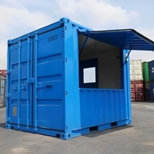 Container 10 piedi allestito come caffetteria con bancone, lavello e finestra di servizio