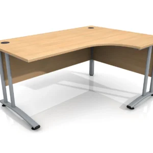 Scrivania curva destra con piano da 25mm per ufficio da cantiere, dimensioni 1600x1200/800mm