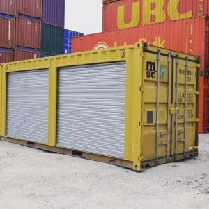 Container giallo da 20 piedi con doppia porta laterale a saracinesca