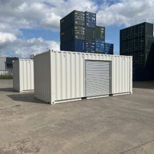 Container personalizzato da 20 piedi - porta a saracinesca, riverniciato RAL 7035