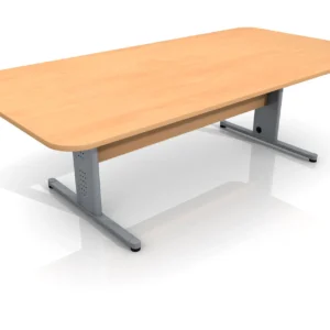 Tavolo conferenze con struttura in metallo argentato per 6-8 persone in ufficio da cantiere