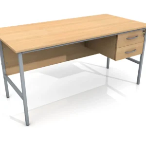 Scrivania a piedistallo singolo con cassetti lucchettabili per ufficio da cantiere, 1500mm